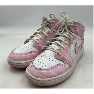 Nike Air Jordan 1 Mid Pink White Youth Size 4Y Sneakers DQ8423-608